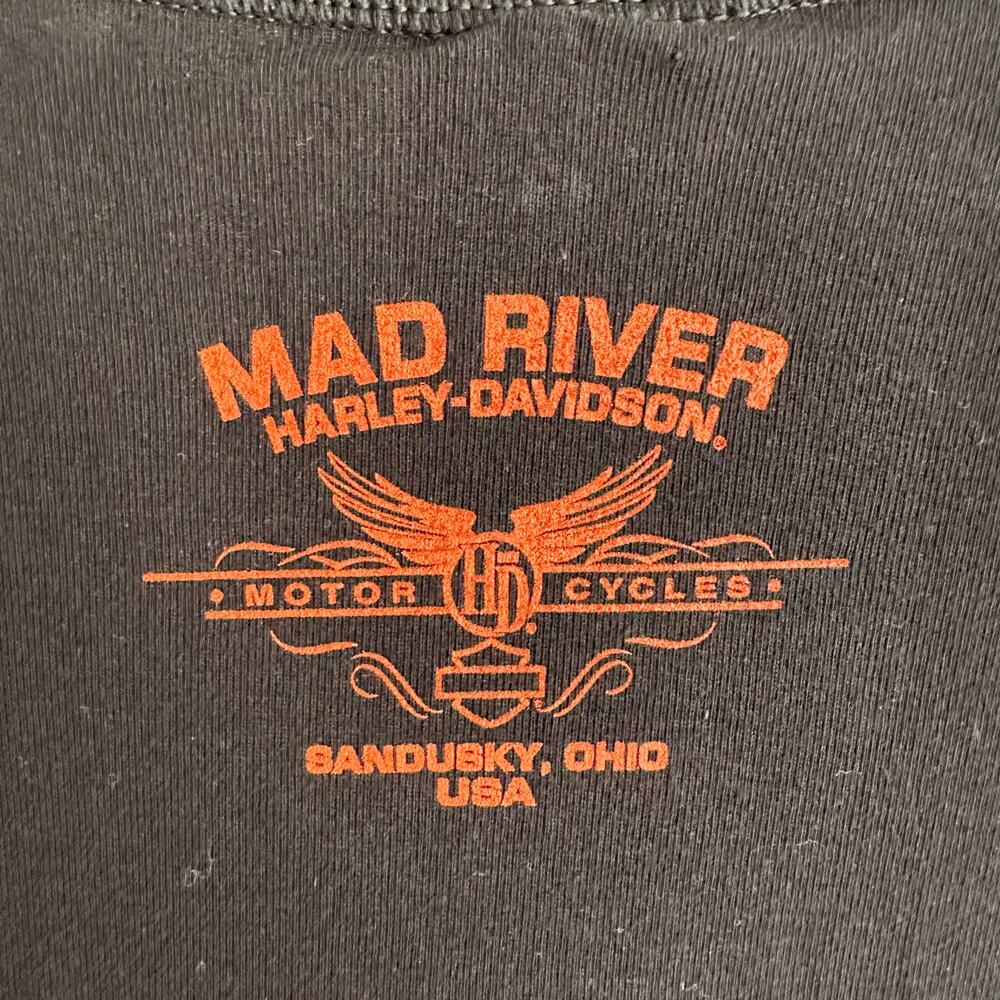 Harley Davidson Vintage Long Sleeve T-shirt Black Mad River Sundusky XL - Picture 7 of 9